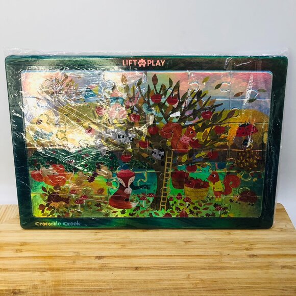 Crocodile Creek Lift & Learn Colorful Autumn Holographic Tray Puzzle NIP - Picture 1 of 6